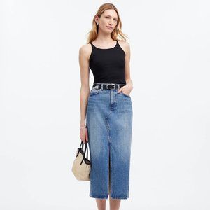 Madewell The Rilee Denim Enmore Wash Midi Skirt Size 26